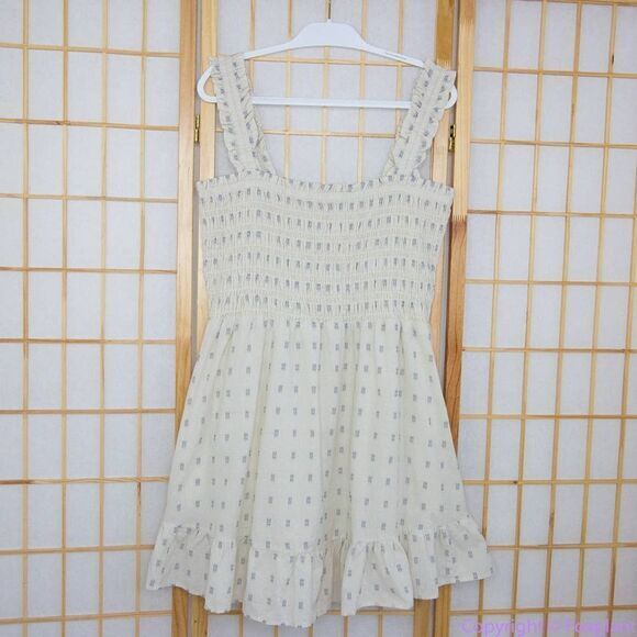 NEW Madewell Lucie Smocked Tank Mini Dress in Textural Clipdot, XL - Picture 2 of 16